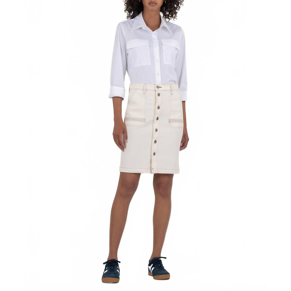 NEW KUT FROM THE KLOTH isla pencil skirt in ecru